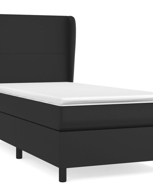 Încărcați imaginea în vizualizatorul Galerie, Pat box spring cu saltea, negru, 100x200 cm, piele ecologică
