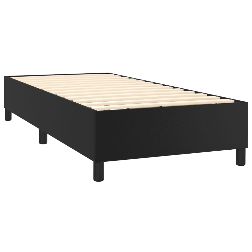 Pat box spring cu saltea, negru, 100x200 cm, piele ecologică