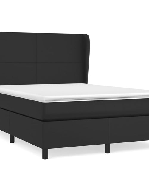 Încărcați imaginea în vizualizatorul Galerie, Pat box spring cu saltea, negru, 140x190 cm, piele ecologică
