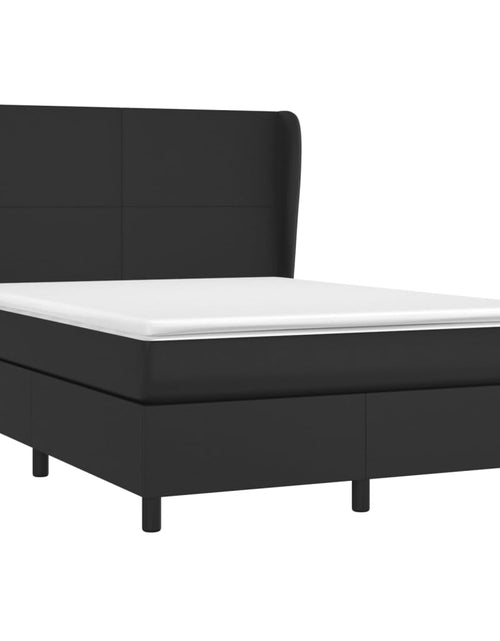 Încărcați imaginea în vizualizatorul Galerie, Pat box spring cu saltea, negru, 140x190 cm, piele ecologică
