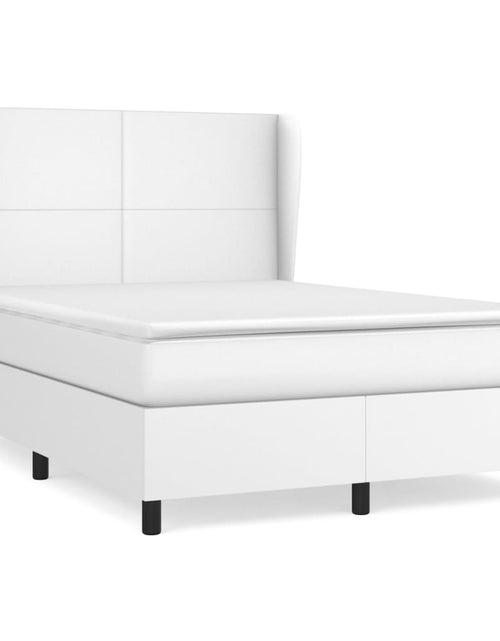 Încărcați imaginea în vizualizatorul Galerie, Pat box spring cu saltea, alb, 140x190 cm, piele ecologică
