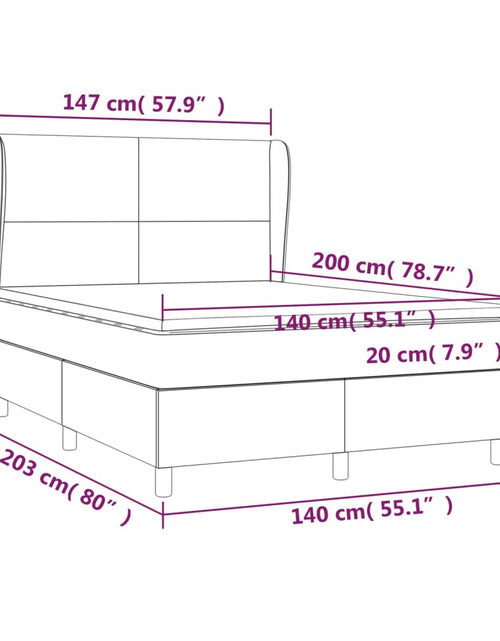 Загрузите изображение в средство просмотра галереи, Pat box spring cu saltea, cappuccino, 140x200cm piele ecologică
