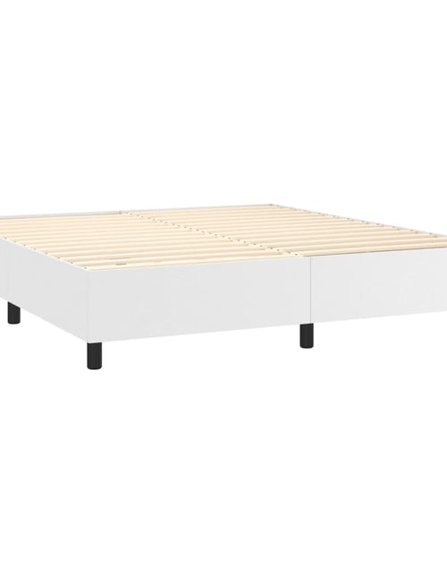 Încărcați imaginea în vizualizatorul Galerie, Pat box spring cu saltea, alb, 160x200 cm, piele ecologică
