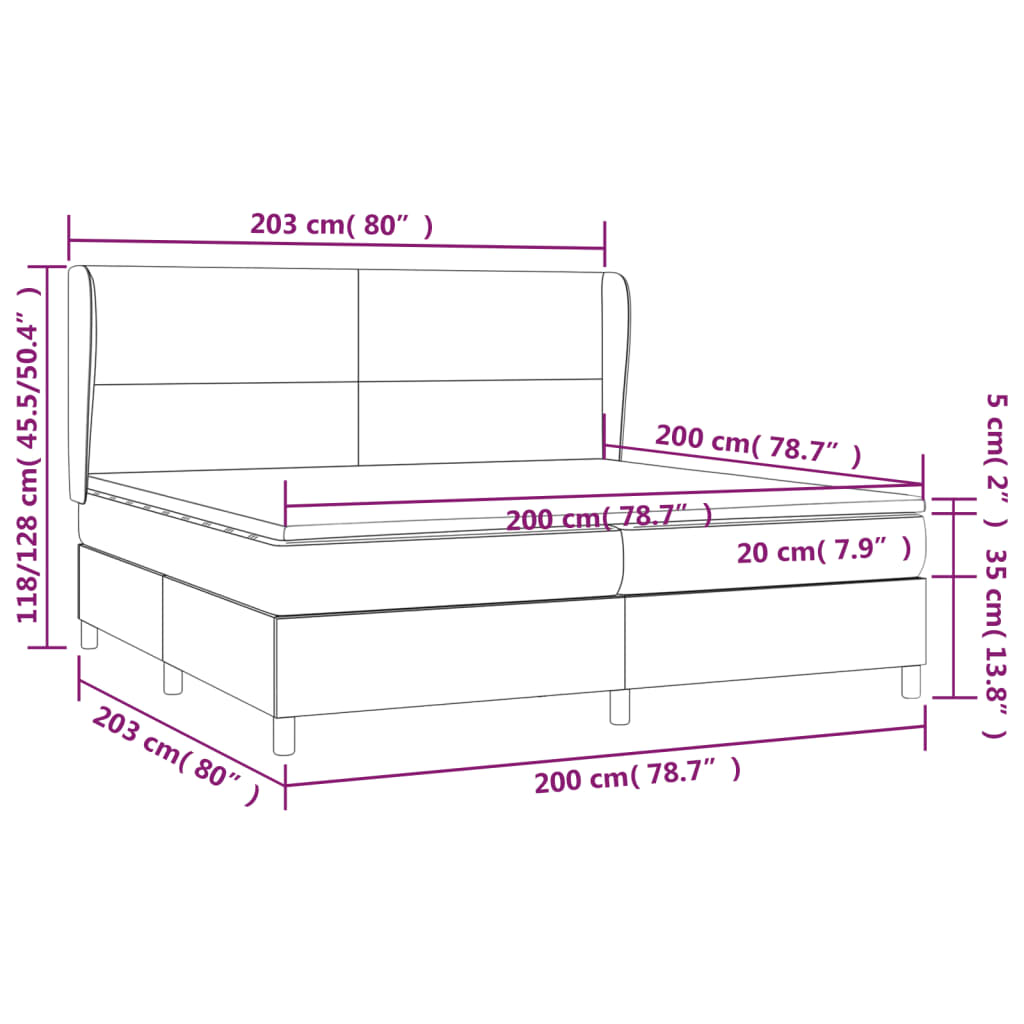 Pat box spring cu saltea, negru, 200x200 cm, piele ecologică