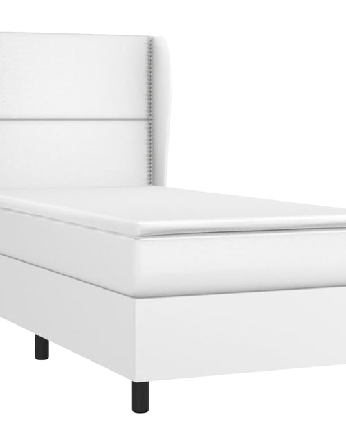 Încărcați imaginea în vizualizatorul Galerie, Pat box spring cu saltea, alb, 90x190 cm, piele ecologică
