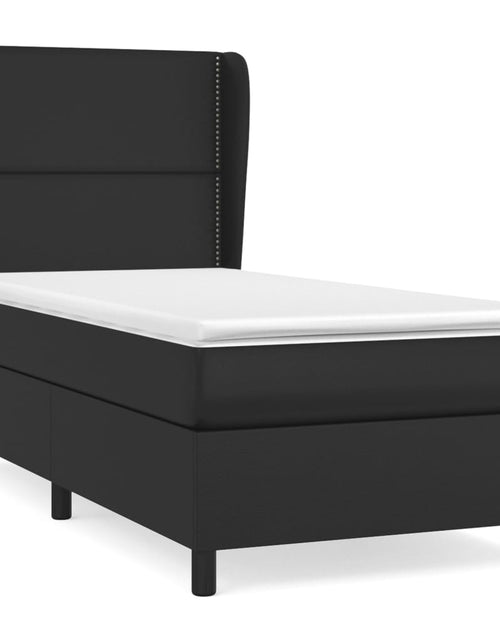 Încărcați imaginea în vizualizatorul Galerie, Pat box spring cu saltea, negru, 90x200 cm, piele ecologică
