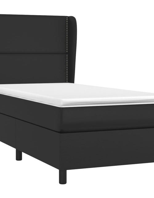 Încărcați imaginea în vizualizatorul Galerie, Pat box spring cu saltea, negru, 90x200 cm, piele ecologică
