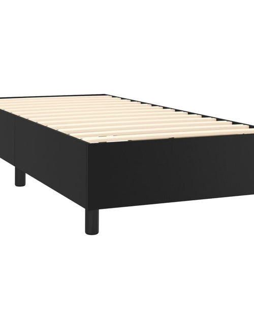 Încărcați imaginea în vizualizatorul Galerie, Pat box spring cu saltea, negru, 90x200 cm, piele ecologică
