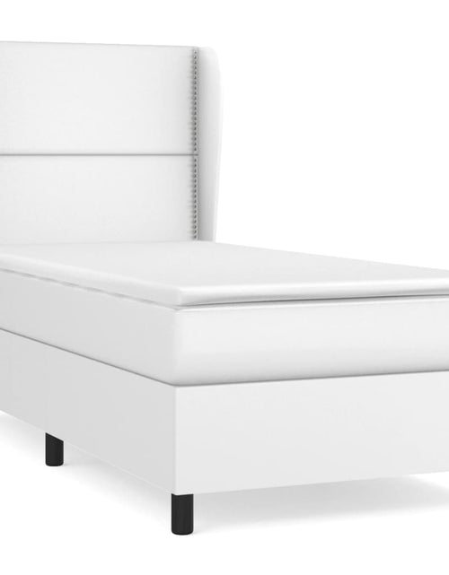 Încărcați imaginea în vizualizatorul Galerie, Pat box spring cu saltea, alb, 100x200 cm, piele ecologică
