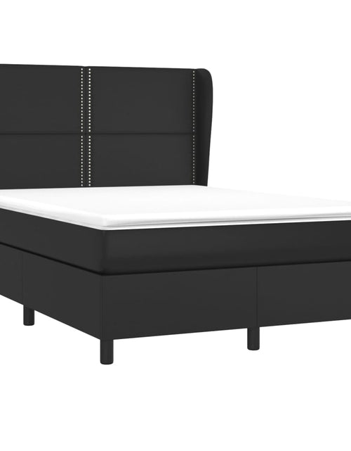 Încărcați imaginea în vizualizatorul Galerie, Pat box spring cu saltea, negru, 140x190 cm, piele ecologică
