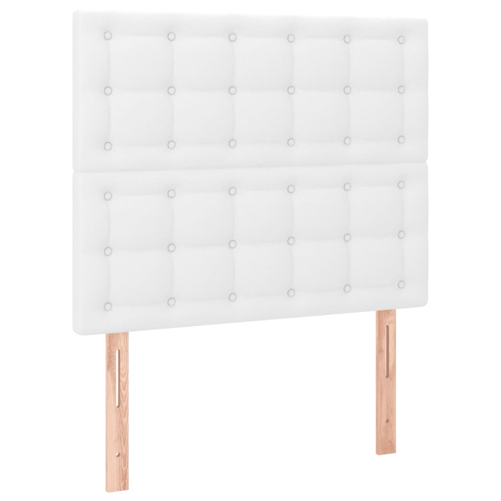 Pat box spring cu saltea, alb, 100x200 cm, piele ecologică