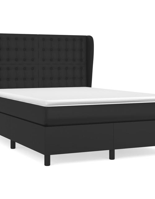 Încărcați imaginea în vizualizatorul Galerie, Pat box spring cu saltea, negru, 140x190 cm, piele ecologică
