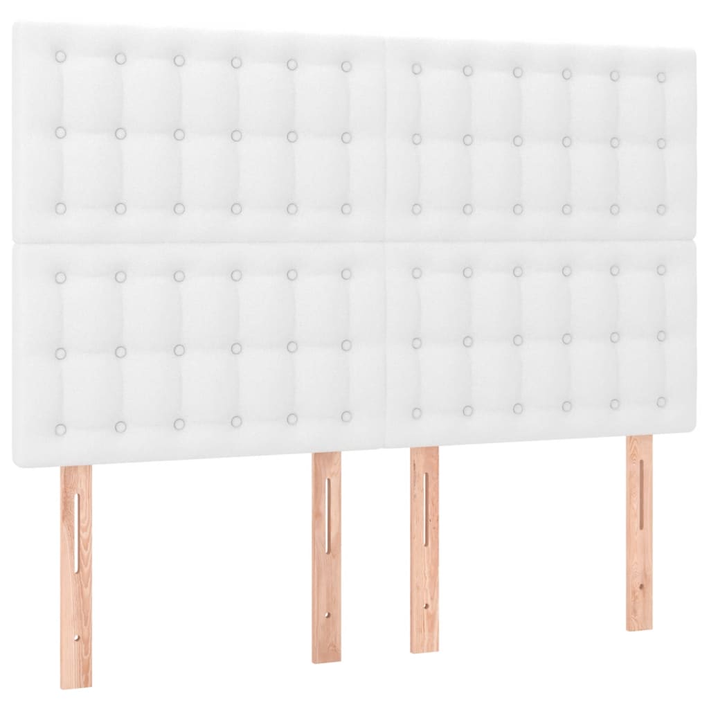 Pat box spring cu saltea, alb, 140x190 cm, piele ecologică