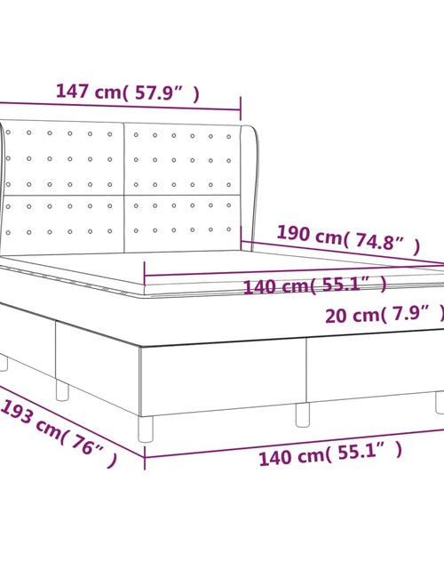 Загрузите изображение в средство просмотра галереи, Pat box spring cu saltea, alb, 140x190 cm, piele ecologică
