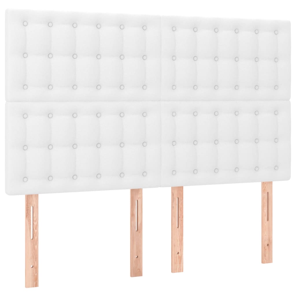 Pat box spring cu saltea, alb, 140x200 cm, piele ecologică