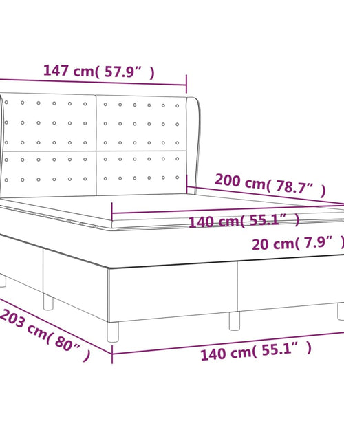 Încărcați imaginea în vizualizatorul Galerie, Pat box spring cu saltea, gri, 140x200 cm, piele ecologică
