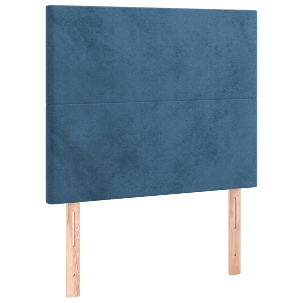 Pat box spring cu saltea, albastru închis, 100x200 cm, catifea