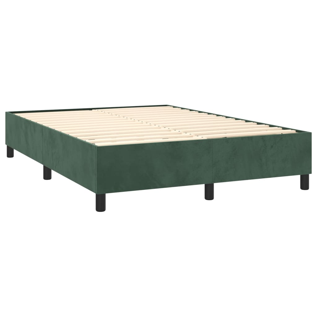 Pat box spring cu saltea, verde închis, 140x190 cm, catifea