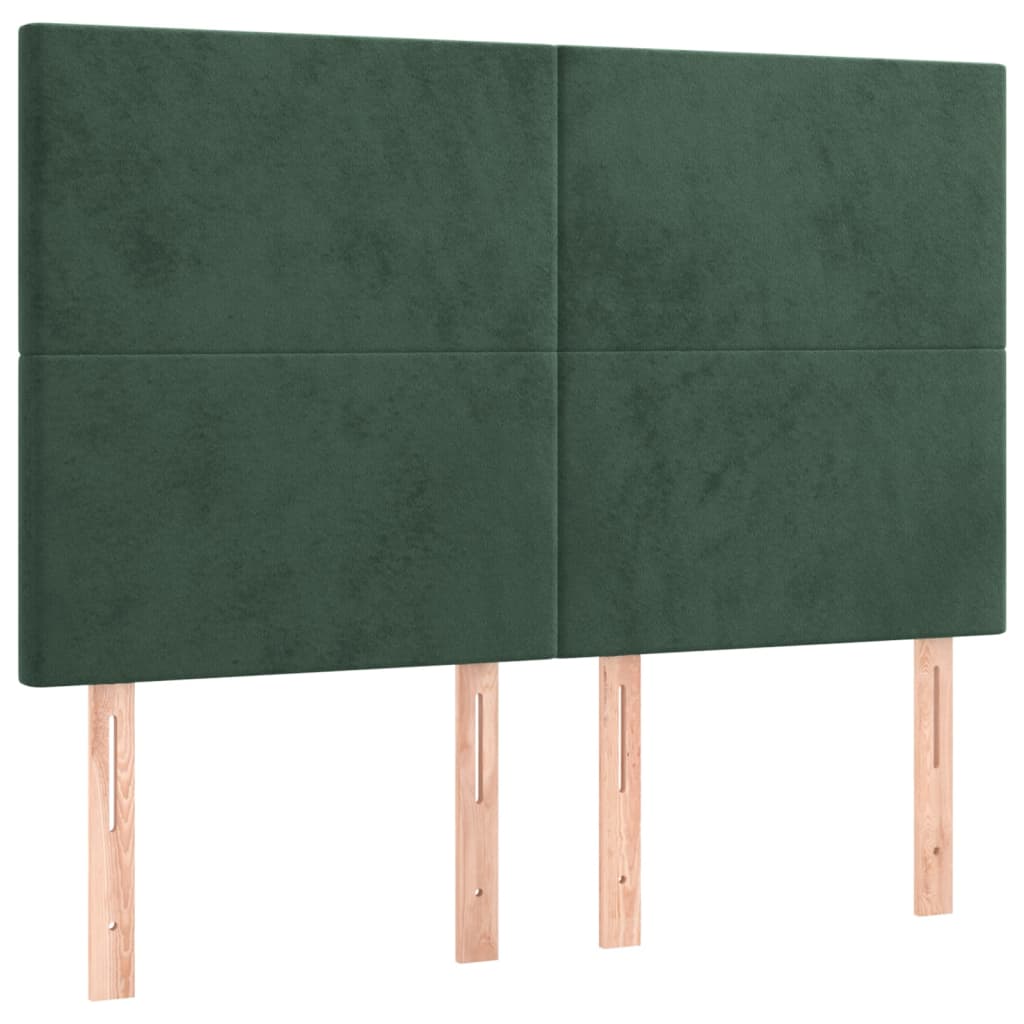 Pat box spring cu saltea, verde închis, 140x190 cm, catifea