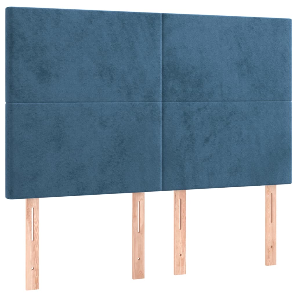 Pat box spring cu saltea, albastru închis, 140x190 cm, catifea