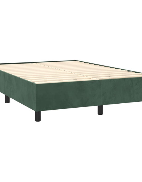 Загрузите изображение в средство просмотра галереи, Pat box spring cu saltea, verde închis, 140x200 cm, catifea
