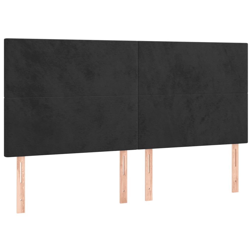 Pat box spring cu saltea, negru, 160x200 cm, catifea