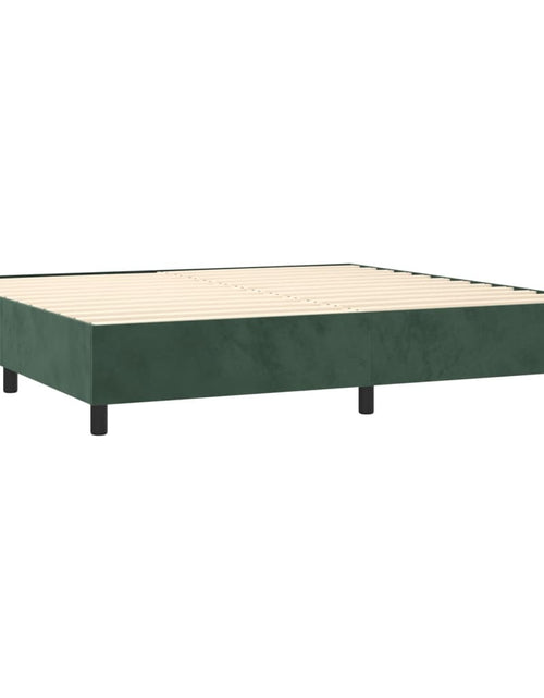 Загрузите изображение в средство просмотра галереи, Pat box spring cu saltea, verde închis, 200x200 cm, catifea
