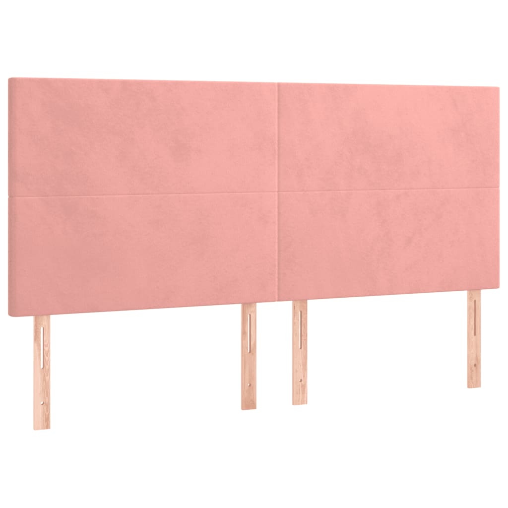 Pat box spring cu saltea, roz, 200x200 cm, catifea