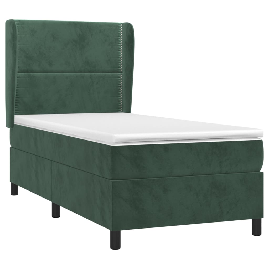 Pat box spring cu saltea, verde închis, 80x200 cm, catifea