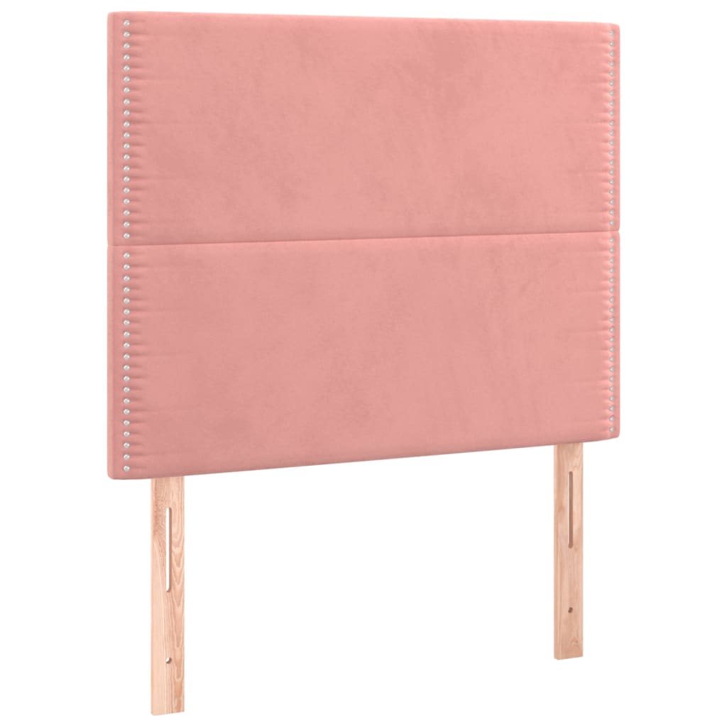 Pat box spring cu saltea, roz, 80x200 cm, catifea