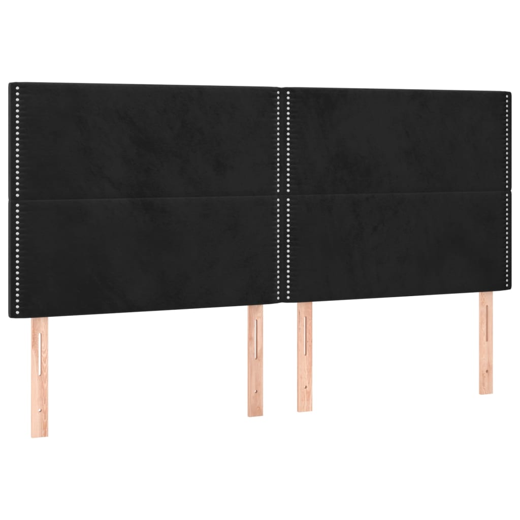 Pat box spring cu saltea, negru, 200x200 cm, catifea