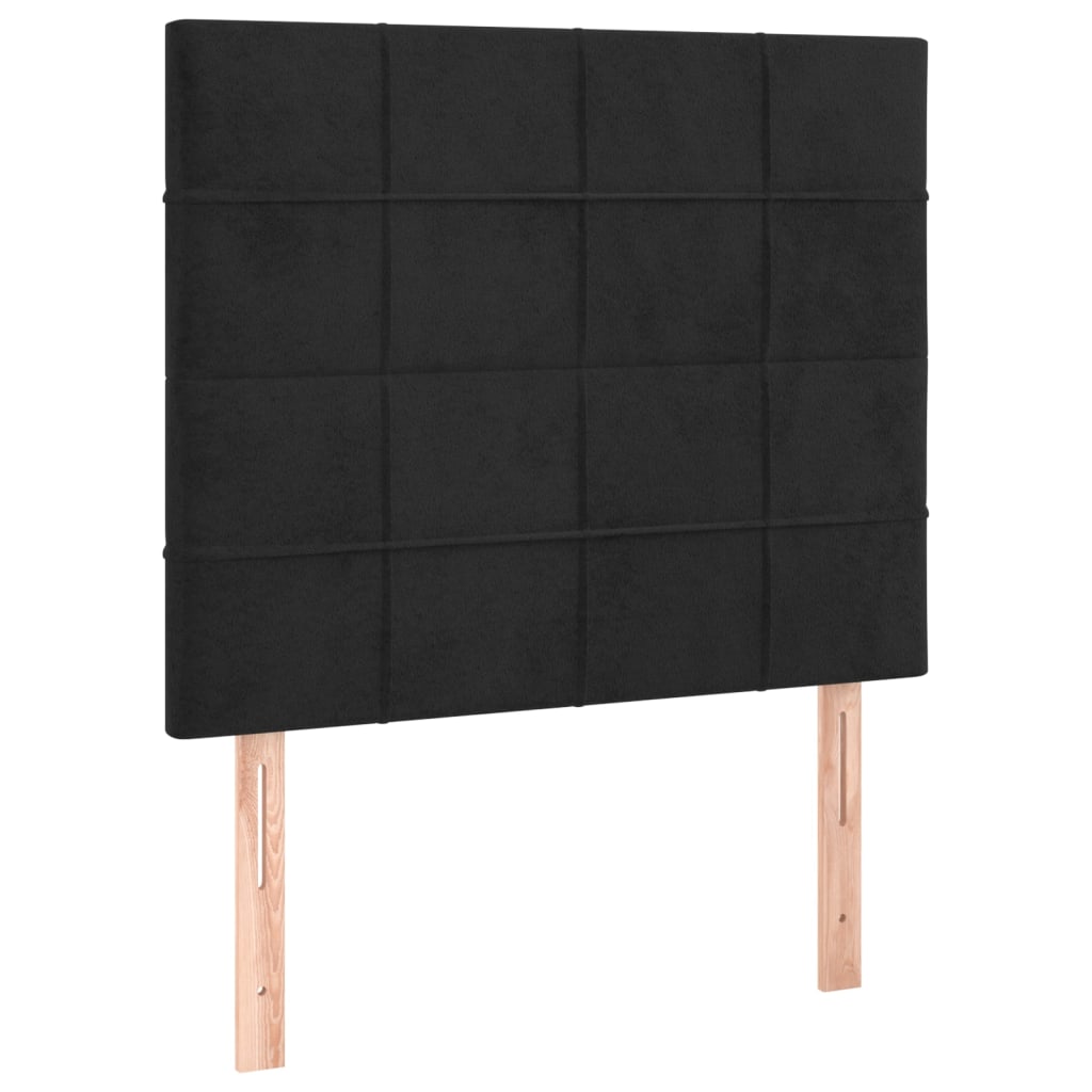 Pat box spring cu saltea, negru, 90x190 cm, catifea