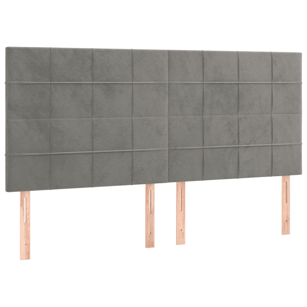 Pat box spring cu saltea, gri deschis, 180x200 cm, catifea