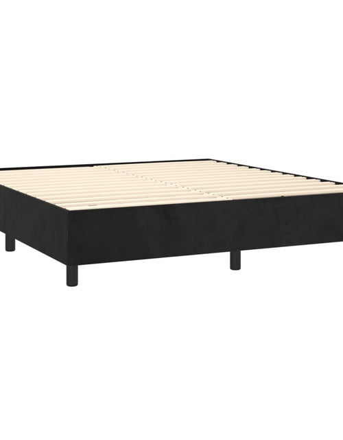 Загрузите изображение в средство просмотра галереи, Pat box spring cu saltea, negru, 180x200 cm, catifea
