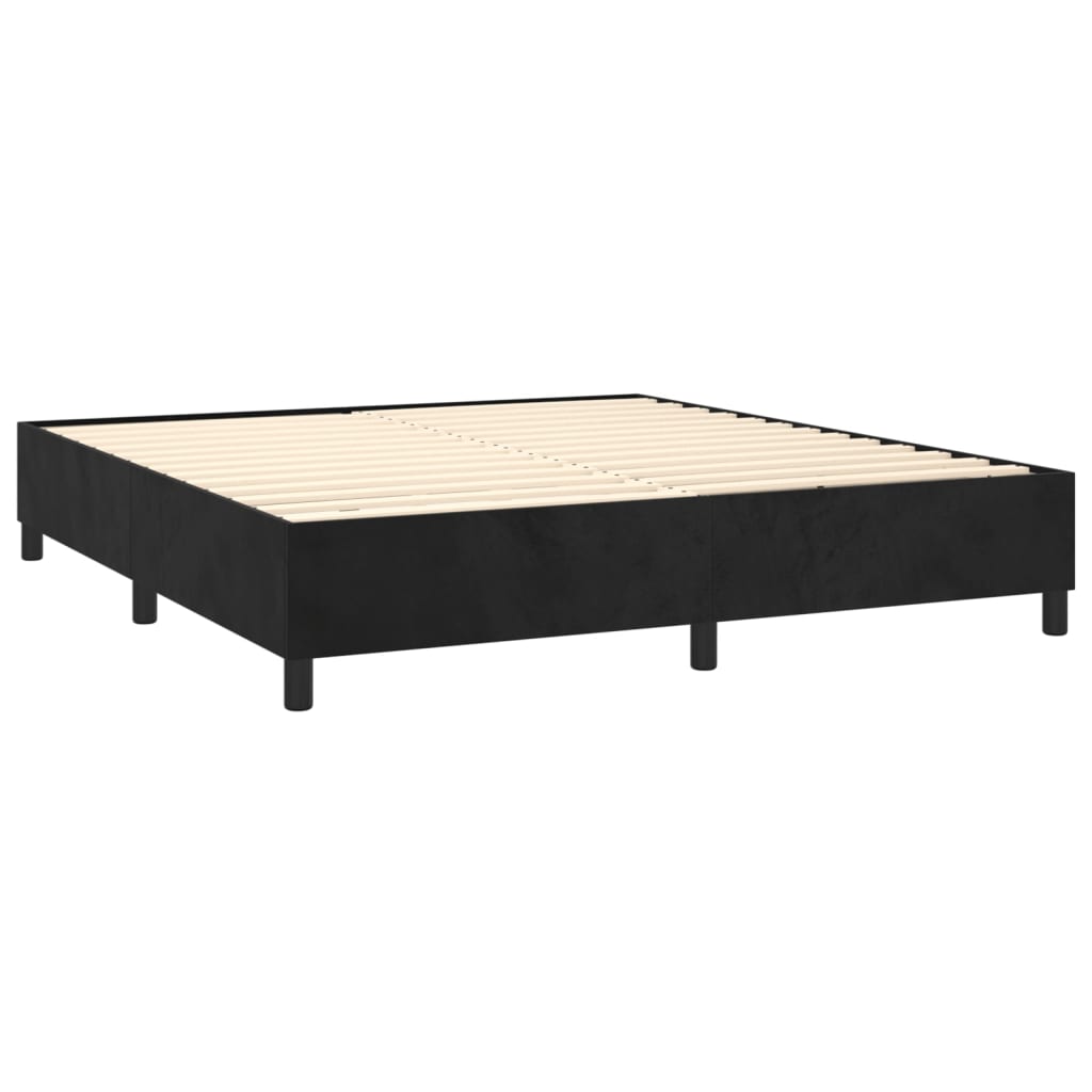 Pat box spring cu saltea, negru, 180x200 cm, catifea