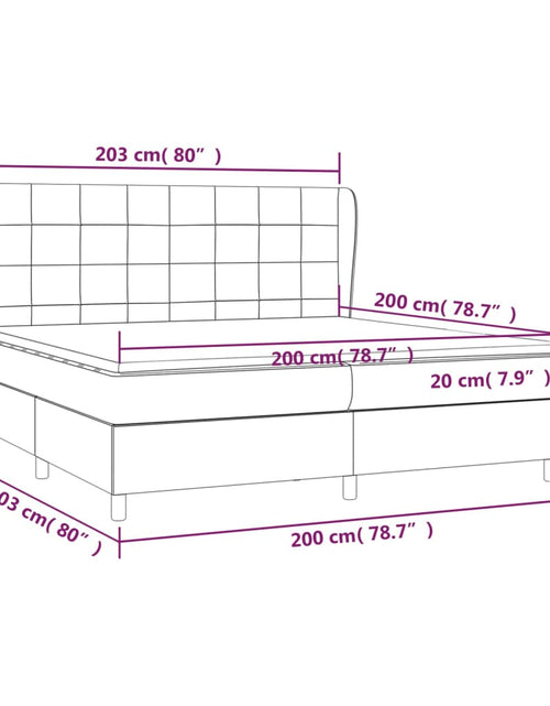 Загрузите изображение в средство просмотра галереи, Pat box spring cu saltea, gri deschis, 200x200 cm, catifea
