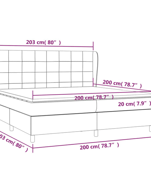 Загрузите изображение в средство просмотра галереи, Pat box spring cu saltea, gri închis, 200x200 cm, catifea
