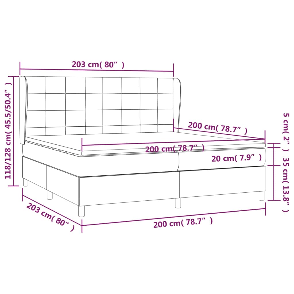 Pat box spring cu saltea, negru, 200x200 cm, catifea