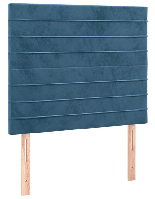 Загрузите изображение в средство просмотра галереи, Pat box spring cu saltea, albastru închis, 80x200 cm, catifea
