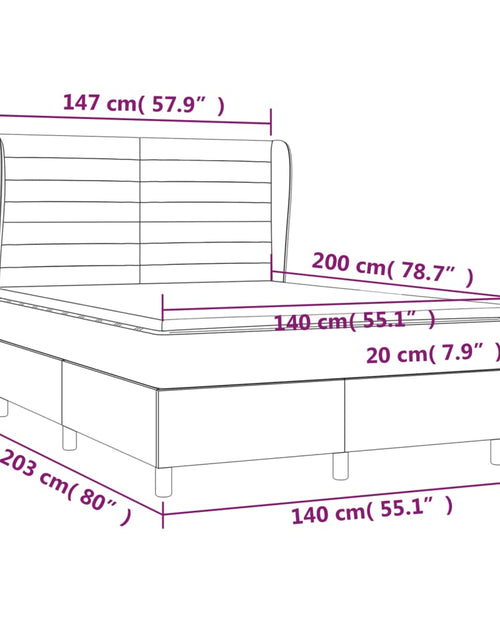 Загрузите изображение в средство просмотра галереи, Pat box spring cu saltea, gri deschis, 140x200 cm, catifea
