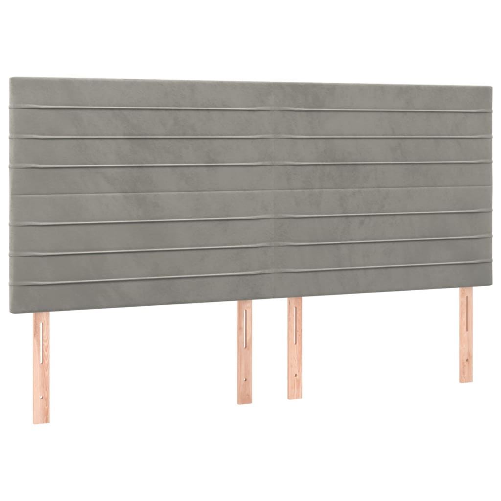 Pat box spring cu saltea, gri deschis, 180x200 cm, catifea