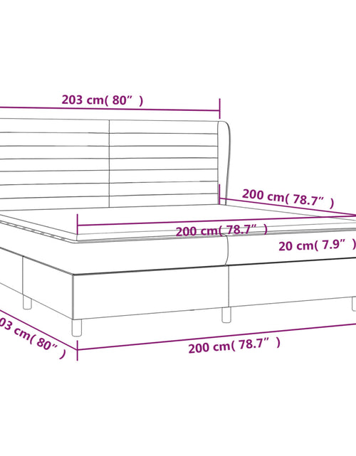 Загрузите изображение в средство просмотра галереи, Pat box spring cu saltea, negru, 200x200 cm, catifea
