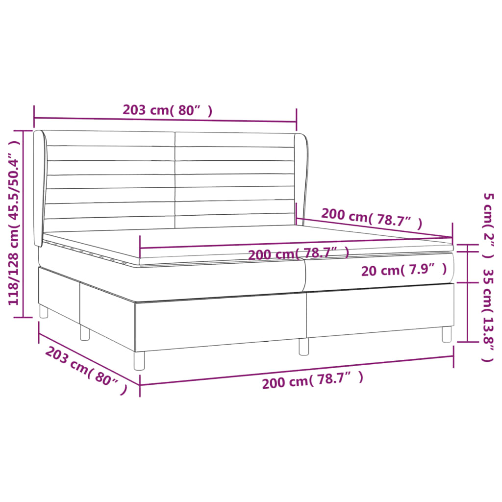 Pat box spring cu saltea, roz, 200x200 cm, catifea