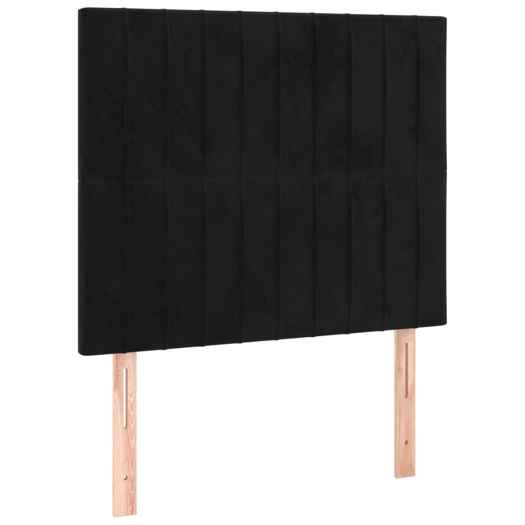Pat box spring cu saltea, negru, 90x190 cm, catifea