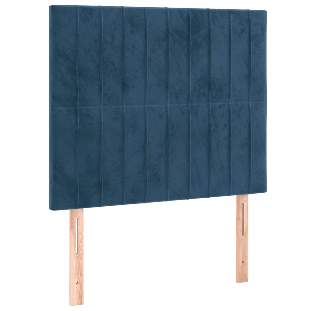Pat box spring cu saltea, albastru închis, 100x200 cm, catifea