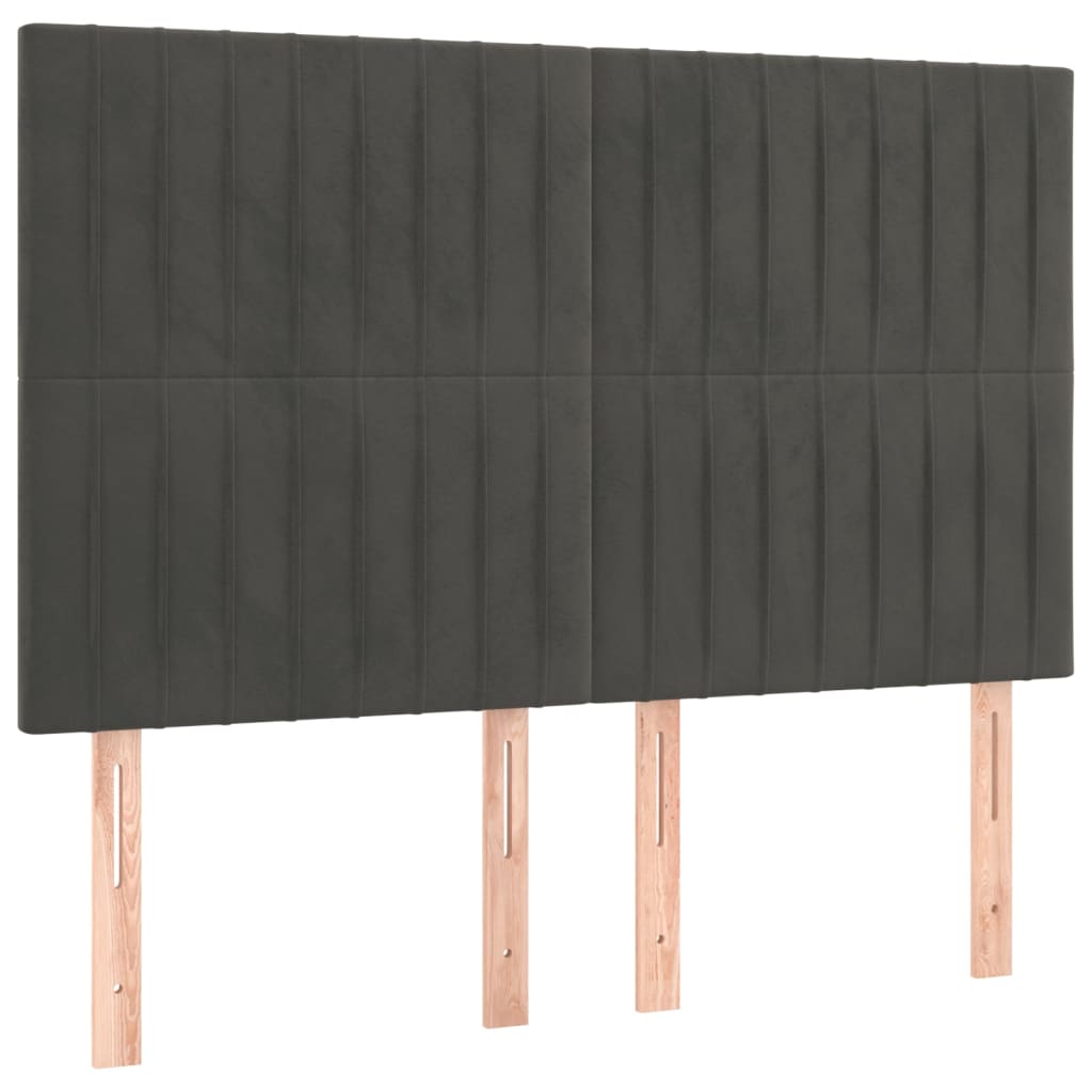 Pat box spring cu saltea, gri închis, 140x190 cm, catifea