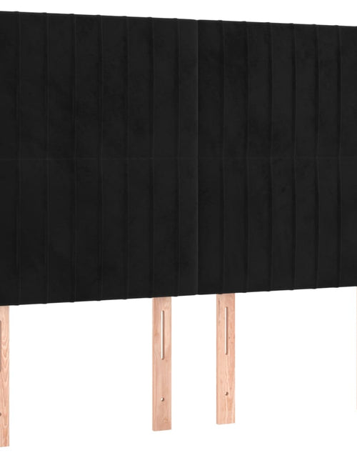 Încărcați imaginea în vizualizatorul Galerie, Pat box spring cu saltea, negru, 140x190 cm, catifea
