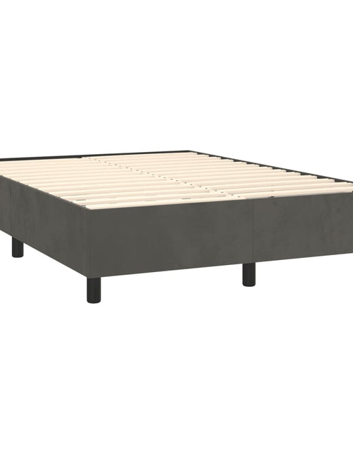 Загрузите изображение в средство просмотра галереи, Pat box spring cu saltea, gri închis, 140x200 cm, catifea
