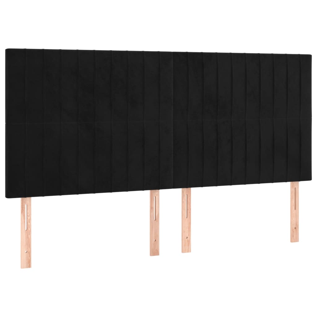 Pat box spring cu saltea, negru, 180x200 cm, catifea