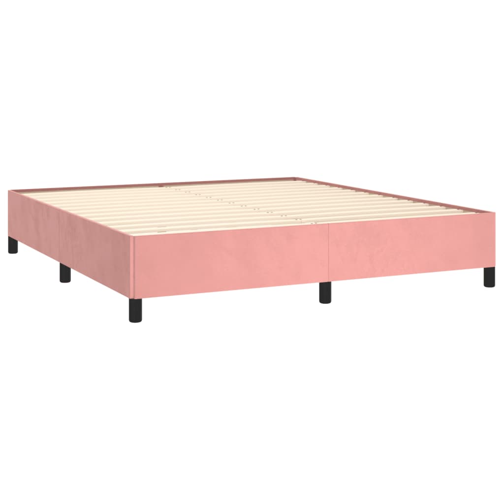 Pat box spring cu saltea, roz, 180x200 cm, catifea